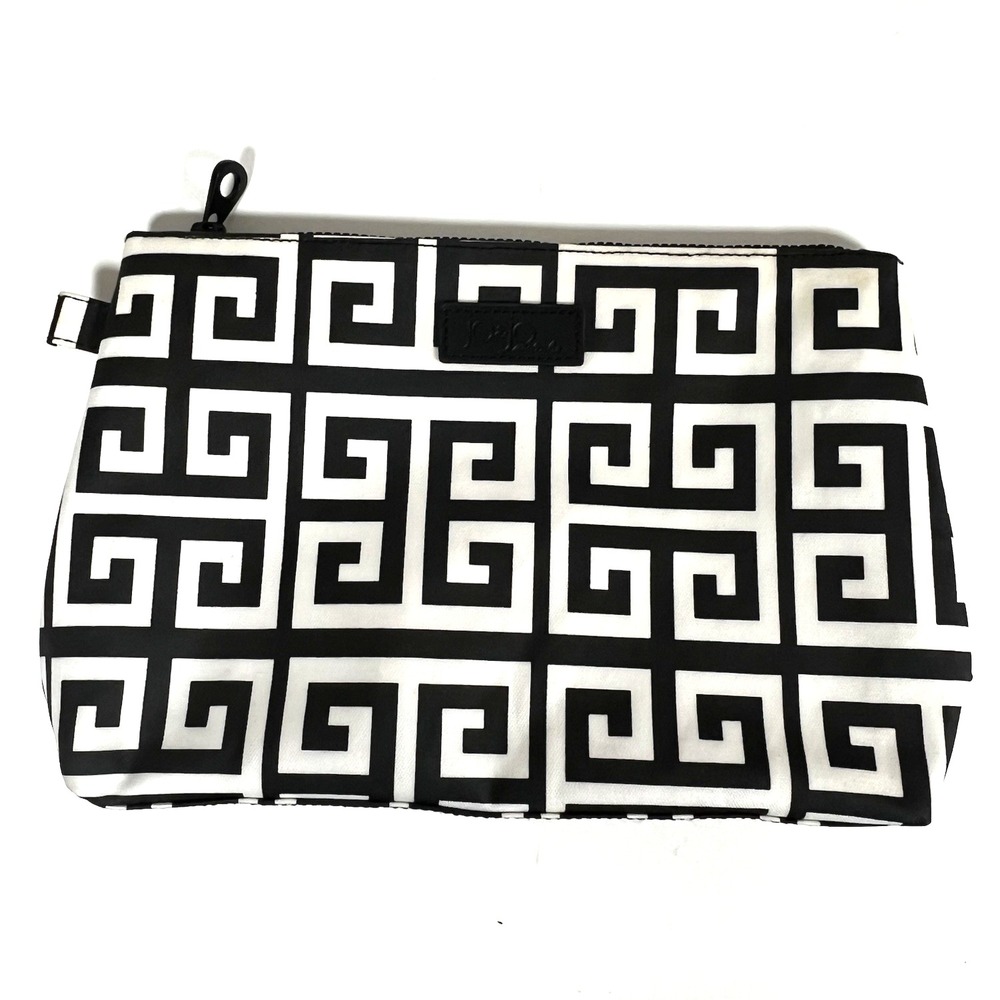 Jo & Jo Australia Cosmetic Makeup Bag Greek Key Design Black and White